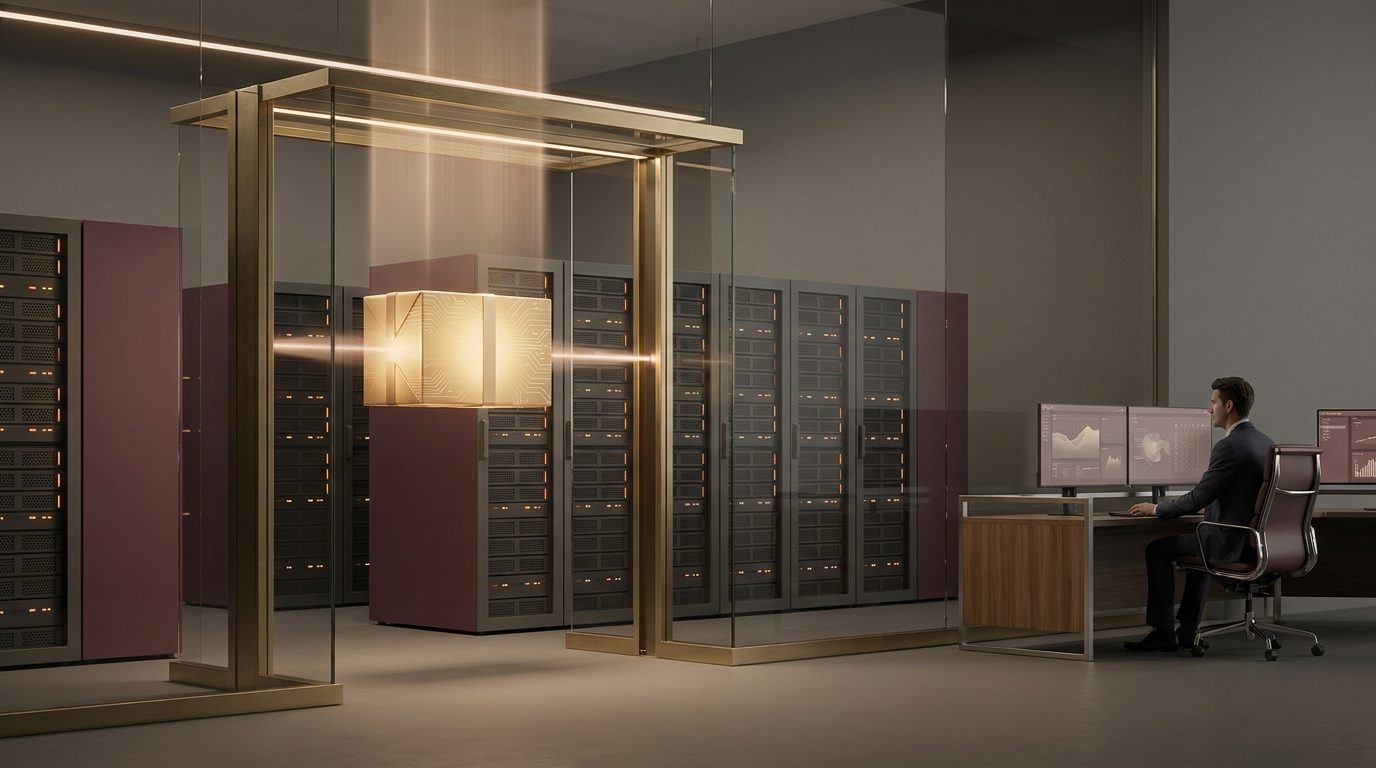 A vendor software update intercepted and scanned at a Keystone validation gate before reaching production servers