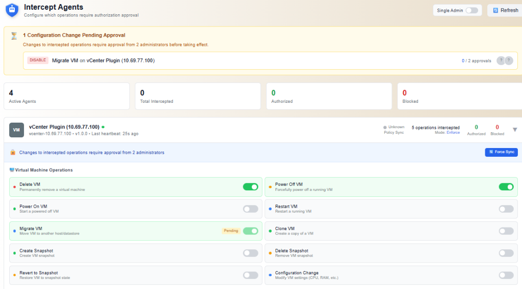 Keystone intercepting an agent-initiated change before it reaches production